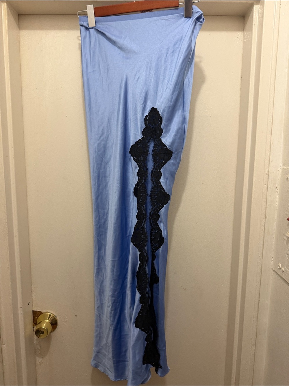Victoria's Secret Powder Blue Maxi Skirt with Black Lace Panel